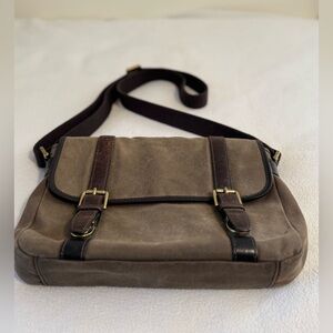 Fossil canvas leather messenger bag